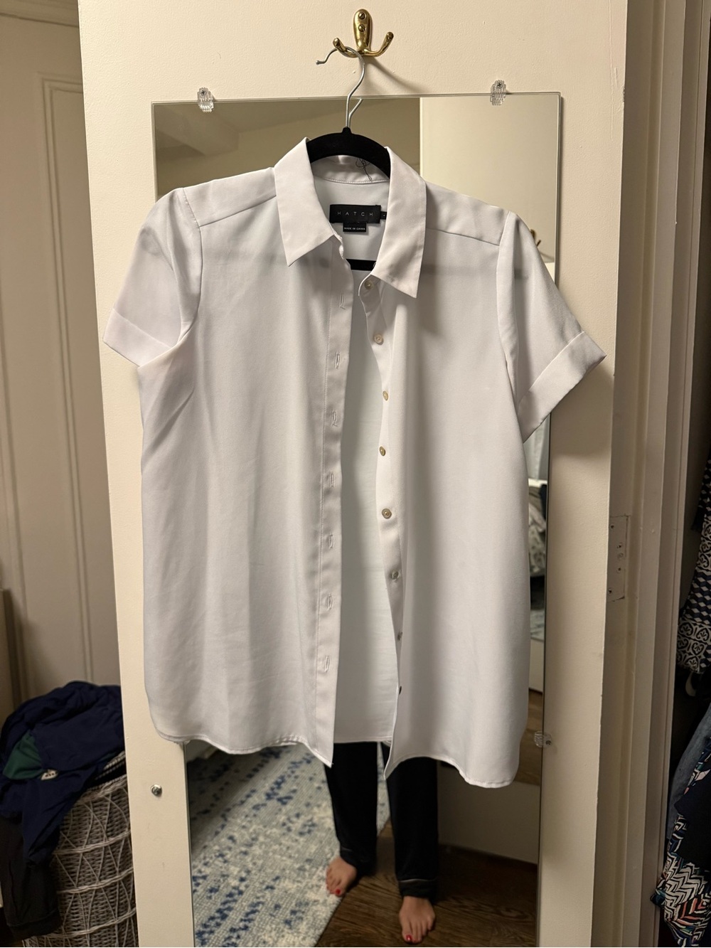 Hatch Maternity White Short-Sleeve Button Down Shirt- called Savannah style